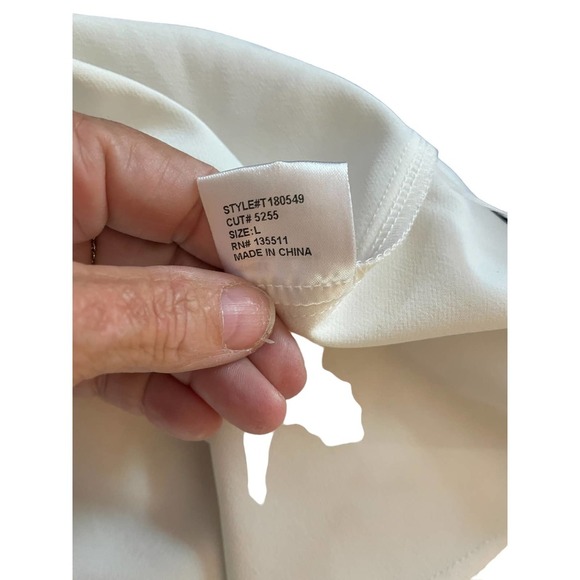 Why Dress Womens Bird Leaf Sleeve Mesh Top Blouse Crew Neck Size L White - Picture 5 of 9